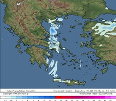 Πρόγνωση καιρού - Τρίτη,23 Ιανουαρίου 2018